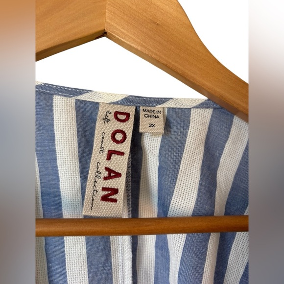 DOLAN left coast collection V-Neck Blouse Stripe Zipper Closure Size 2X - Picture 2 of 11